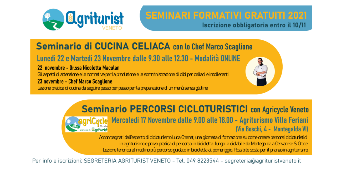 Seminari Agriturist Veneto su cicloturismo e cucina celiaca